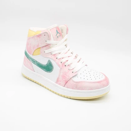 کتانی جردن ساق‌دار صورتی سبز کد 6696