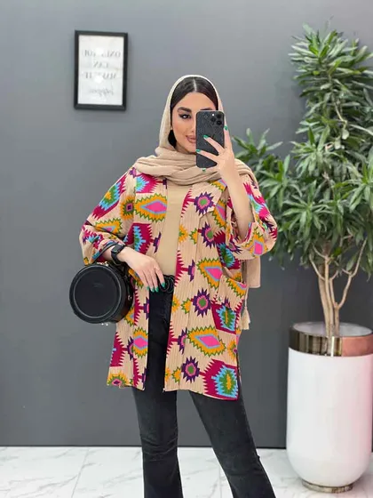 مانتو نخی طرح دار کوک دوزی