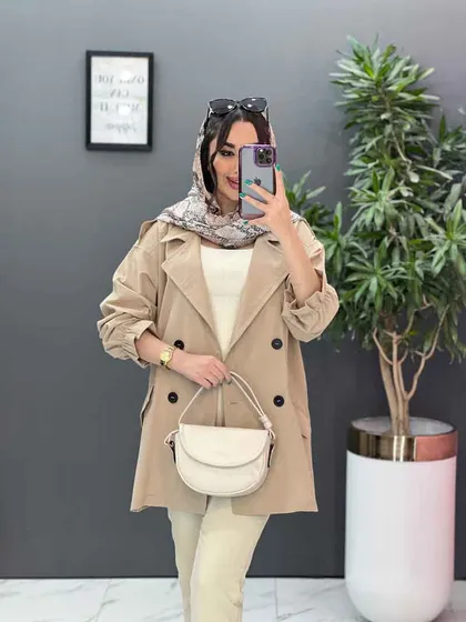 مانتو کتی چهاردکمه آستین کش
