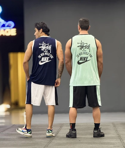 ست بسکتبالی نایک استاسی (Nike Air x Stussy) پارچه فلامنت آجری (8 رنگ)