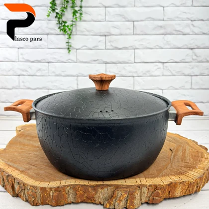 قابلمه 28 آنتیک دسته چوبی گرانیتی مشکی هاناتک