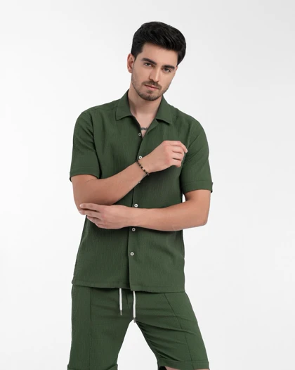 ام کی کالکشن پیراهن آستین کوتاه mk-4628-green