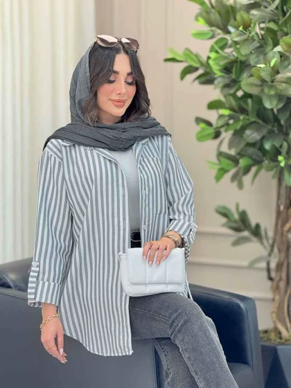 مانتو راه راه تک جیب سارینا