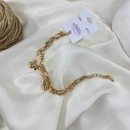 دستبند زنانه زنجیری مدل آوین طرح قلب ژوپینگ