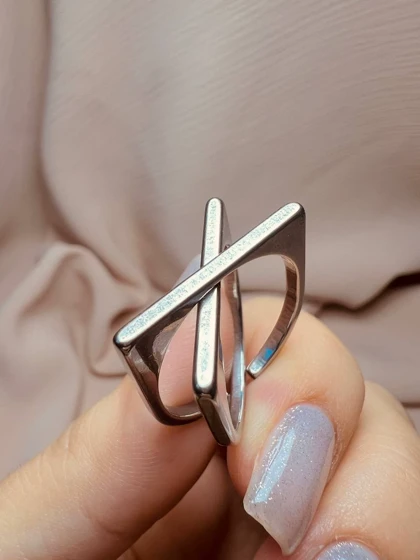 انگشتر ضربدری استیل