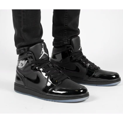 کتانی جردن ساق‌دار مشکی ورنی