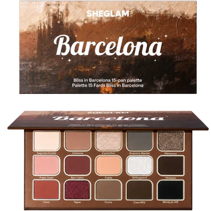پالت سایه چشم شیگلم SHEGLAM مدل Bliss In Barcelona با 15 رنگ مات و شاین