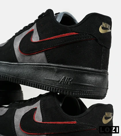 کفش مردانه و زنانه مشکی طوسی قرمز NIKE AIR FORCE مدل 7443