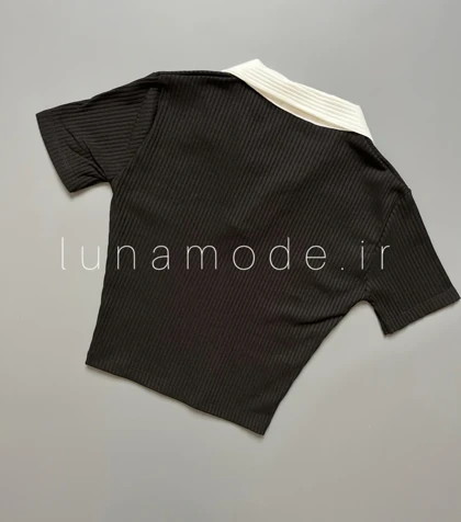 تیشرت کراپ یقه شکاری اولدمانی