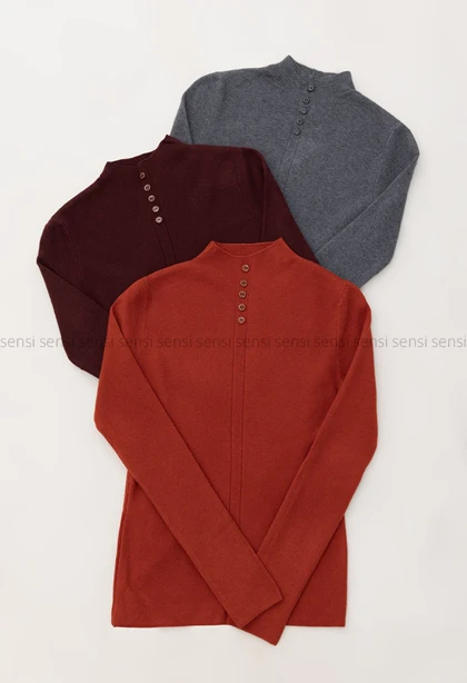 بلوز بافت دکمه نما وارداتی کد1005045