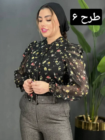شومیز حریر آستین پف کد 1578
