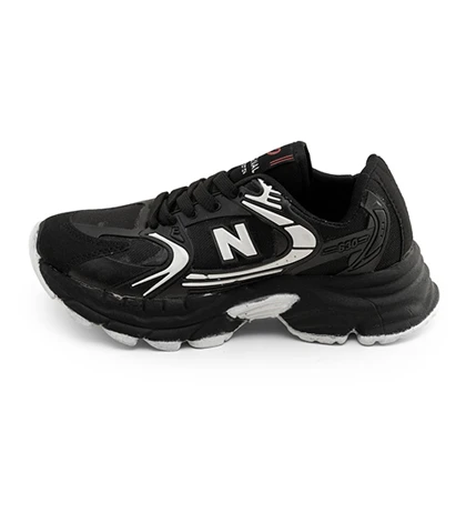 کفش اسپرت New Balance مشکی سفید زنانه لژ دار بندی