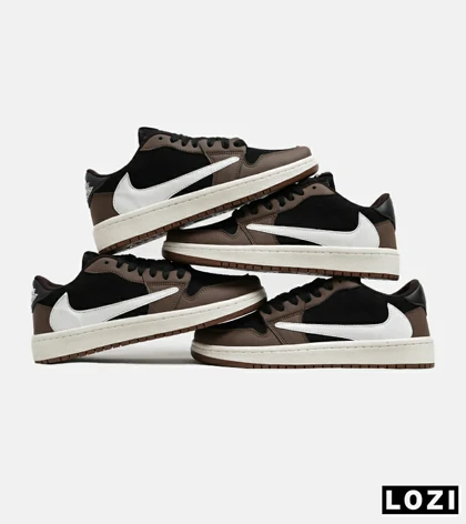 کفش کتانی مردانه قهوه ای مشکی سفید NIKE travis scott