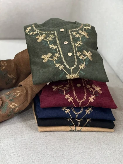 مانتو پاییزه گلدوزی شادی