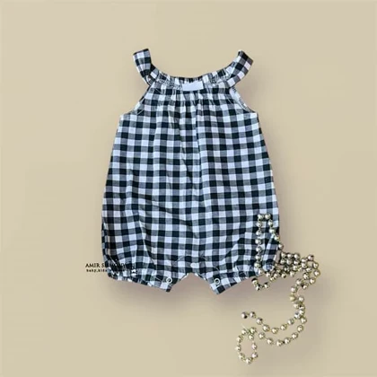 رامپر وارداتی دخترانه طرح چهارخونه