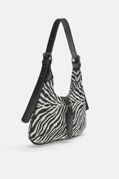 کیف دوشی زنانه طرح زبرا اورجینال پول اند بیر PULL & BEAR