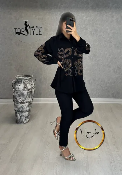 شومیز نگین طرح دار : 8621