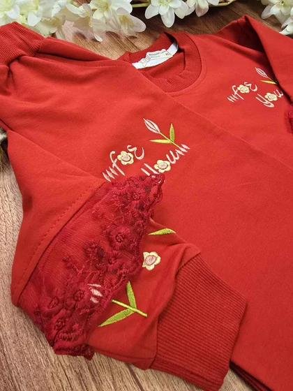 بلوز شلوار دخترانه طرح لاله گلدوزی