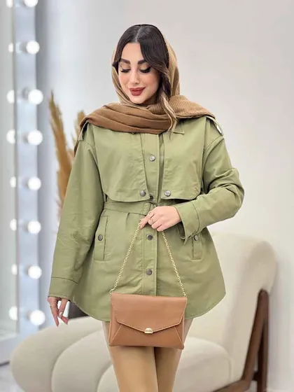 بارانی ژیله دکمه دار روژین