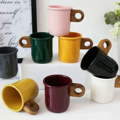 لیوان لعابی دسته چوبی 200 میل