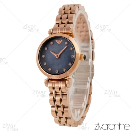 ساعت امپریو آرمانی زنانه رزگلد صفحه سرمه ای 105784