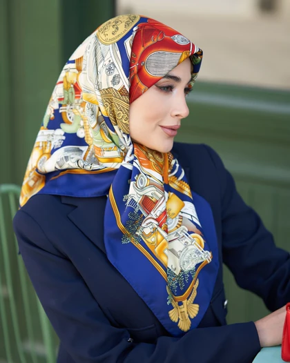 روسری ابریشم توییل دوردستدوز (قواره صد) 30171