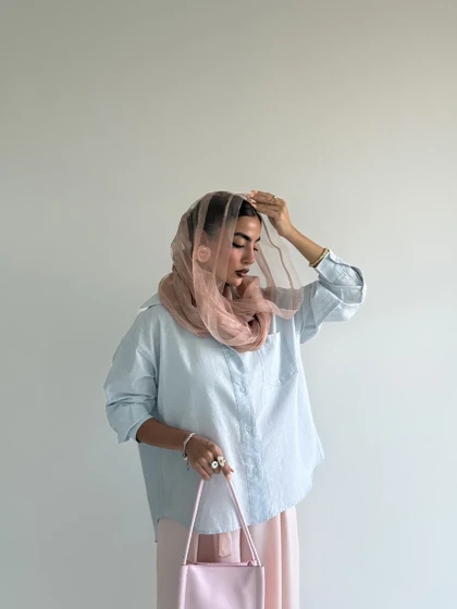 شومیز تک جیب نیلای