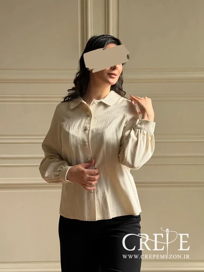 شومیز لینن یقه شکاری جلو دکمه