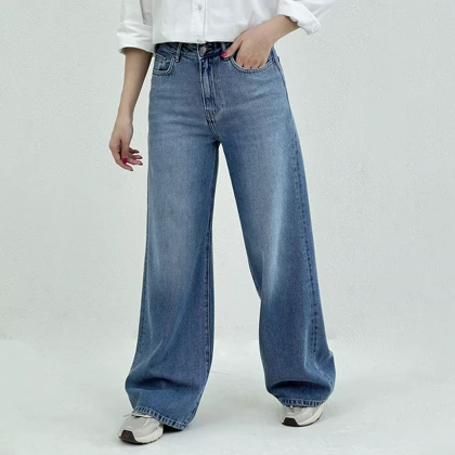 شلوار جین بگی آبی متوسط