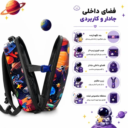 کوله پشتی مدرسه مدل MS1050 طرح فضانورد