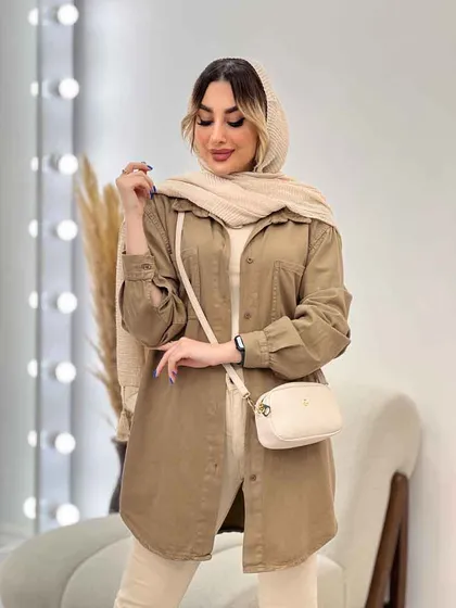 مانتو کتان دو جیب پرند