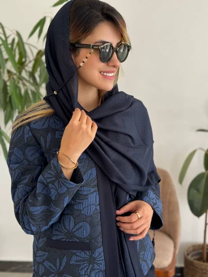 کت سورمه‌ای ژاکارد کد MARY