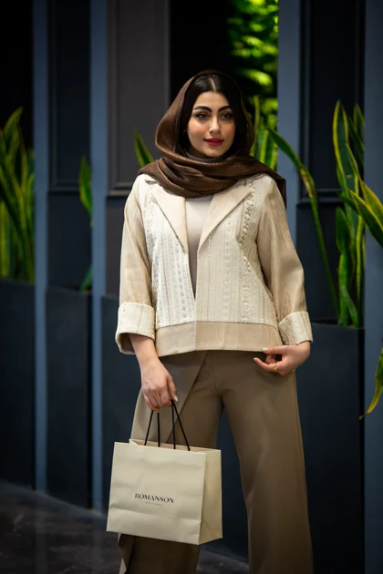 مانتو کتان لمه سوزن دوزی بغل چاک