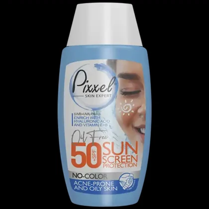 کرم ضد آفتاب بی رنگ پیکسل با 50+SPF مناسب پوست جوشدار و چرب