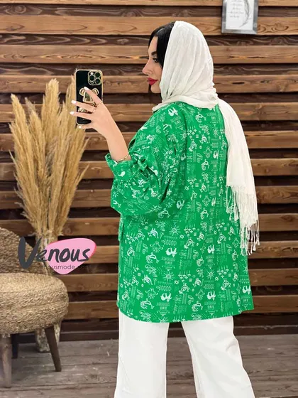 مانتو کتی طرح دار آستین کش