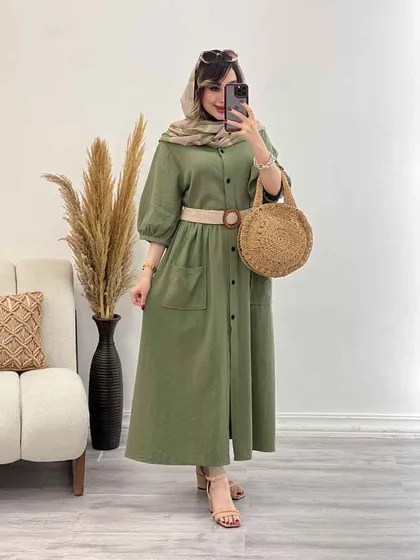 پیراهن جلو دکمه دو جیب