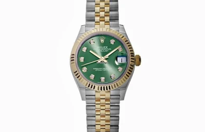ساعت رولکس دیت جاست مردانه دورنگ طلایی صفحه سبز ایندکس نگین Rolex Datejust silver gold