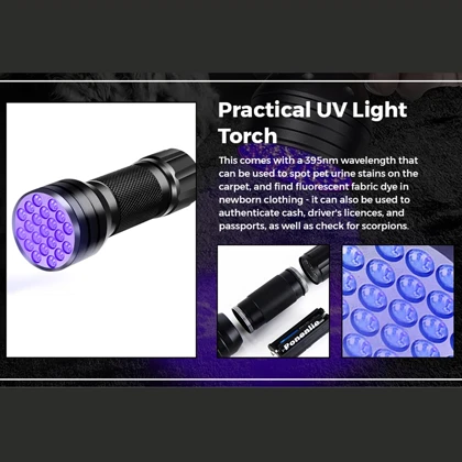 چراغ قوه UV مدل LED Scorpion Flashlight باتری خور
