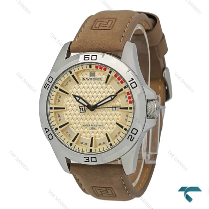 ساعت مچی مردانه نیوی فورس NF8023 بند جیر نسکافه ای NaviForce-7672-G