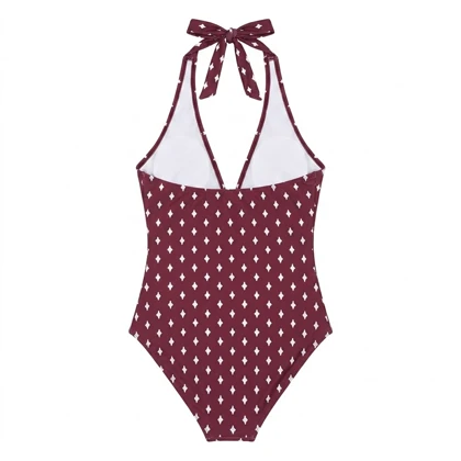 مایو یک‌تکه Cupshe مدل Maroon Polka Dot Tummy Control