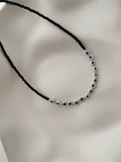 گردنبند تابستانی مشکی چشم