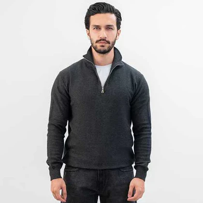 پلیور بافت رگولارفیت نیم زیپ مردانه - 71252133