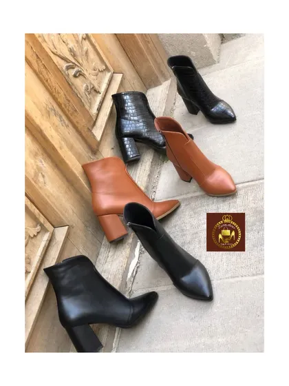 نیم بوت پاشنه‌دار زنانه مجلسی نوک تیز