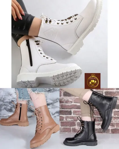 نیم بوت زیپی بندی زنانه و دخترانه F 37