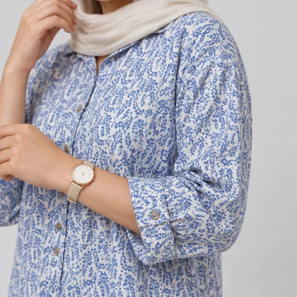 شومیز مجلسی ساتن مهسان آبی