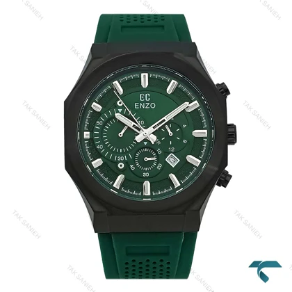 ساعت انزو EC-3120 مردانه اورجینال سه موتوره مشکی بند رابر سبز Enzo-8795-G