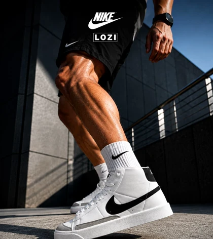 کتانی ساق‌دار مردانه و زنانه سفید مشکی نایک Blazer Low 77 مدل 7930