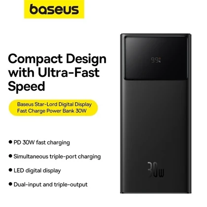 پاوربانک 30 وات بیسوس مدل Star-Lord Fast Charging ظرفیت 10000 میلی آمپر ساعت