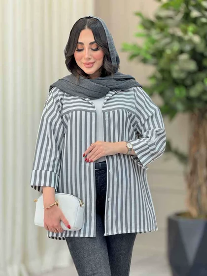 مانتو راه راه برش‌دار صبا