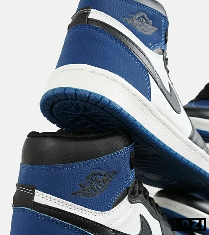 کفش کتانی مردانه و زنانه ساق‌دار مشکی آبی سفید NIKE jordan 1